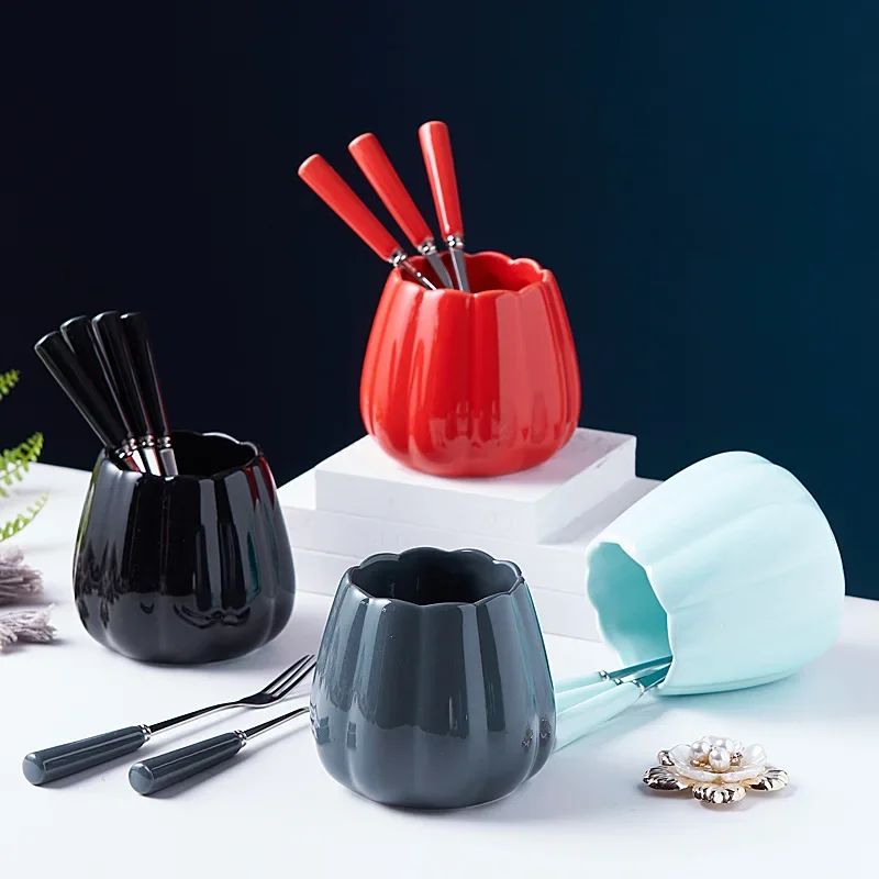 Ceramic Fruit Shape Cutlery Holder Set | Decorative Spoon & Fork Stand for Kitchen and Dining Table